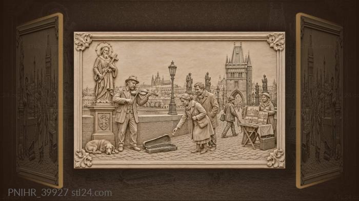 Prague violinist on charles bridge 3d STL model