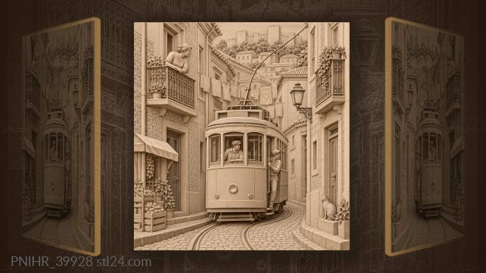 Passenger clings as alfama tram turns 3d STL model