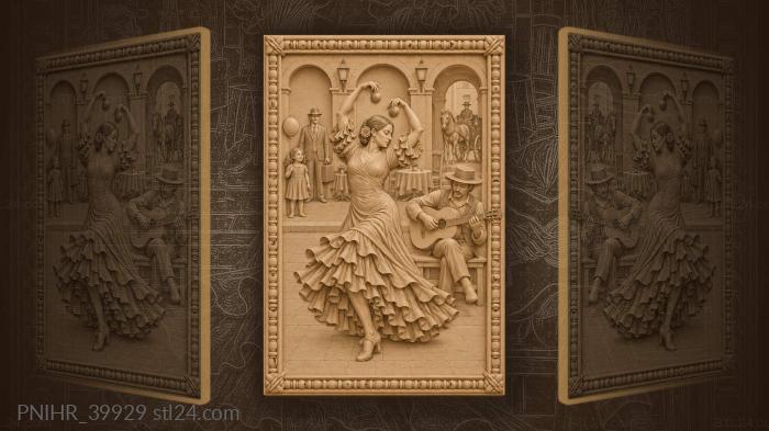 Plaza mayor dancer with guitarist 3d STL model
