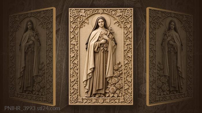 Roses gather while saint therese raises crucifix 3d STL model