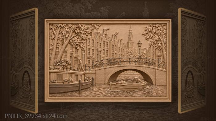 Gabled houses leaning over the prinsengracht water 3d STL model