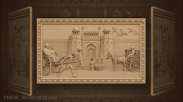 Red fort rickshaw street scene 3d STL model