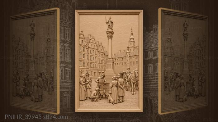 Sigismund column above the old town houses 3d STL model