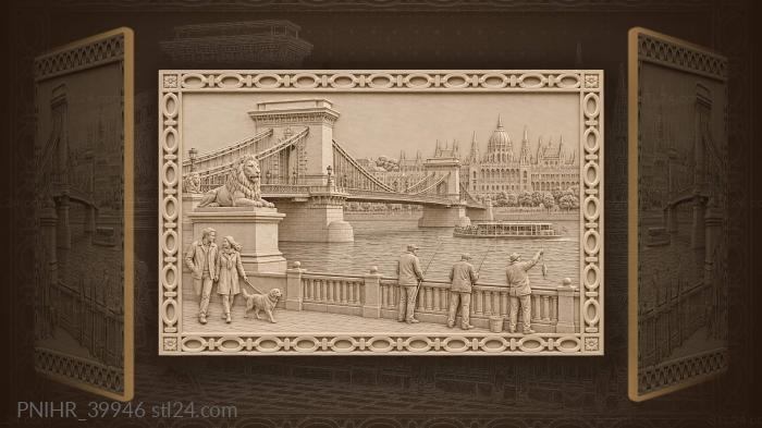 Bridge lions above a fishing bucket 3d STL model