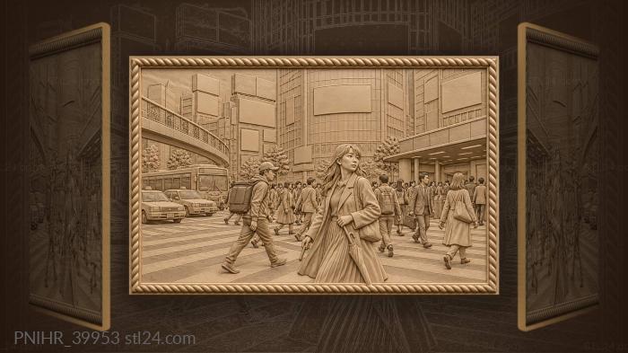 Tokyo scramble crossing busy moment 3d STL model