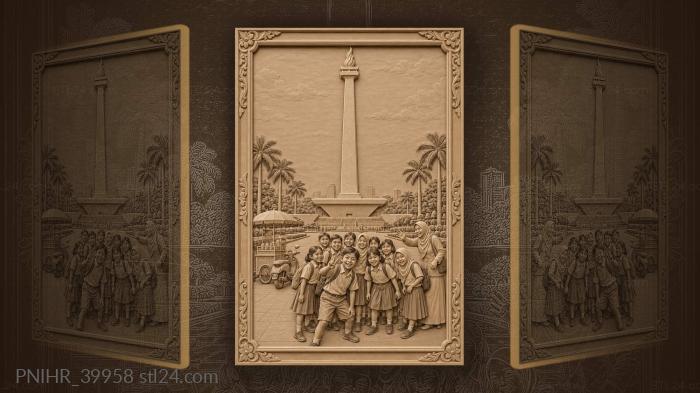 Teacher waving stragglers into the picture 3d STL model