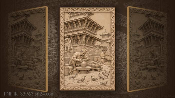 Finished pots drying on durbar square 3d STL model