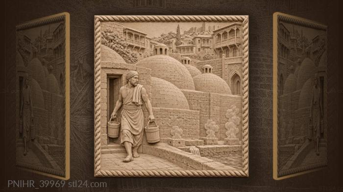 Tbilisi bathhouse attendant with buckets 3d STL model
