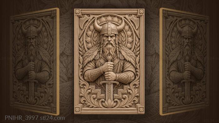 Viking warrior with lotus frame 3d STL model