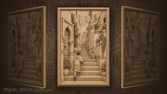 Boy with bread in a rabat alley 3d STL model