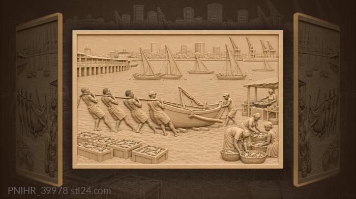 Fish crates standing on the kivukoni beach 3d STL model