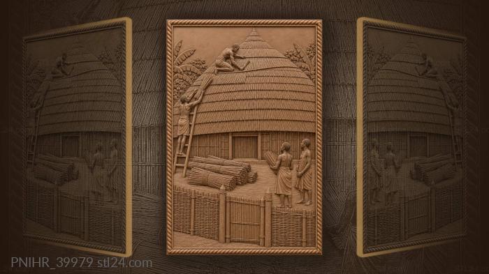 Kampala tombs thatcher working reed 3d STL model