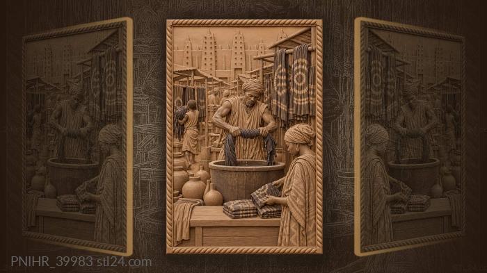 Bamako dyer with indigo cloth 3d STL model
