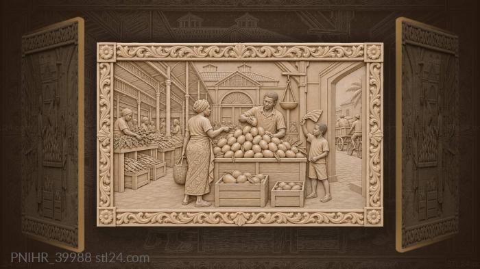 Fruit crates beside the iron columns 3d STL model