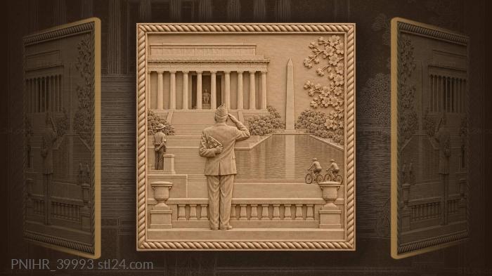 Soldier salutes beneath lincoln colonnade 3d STL model