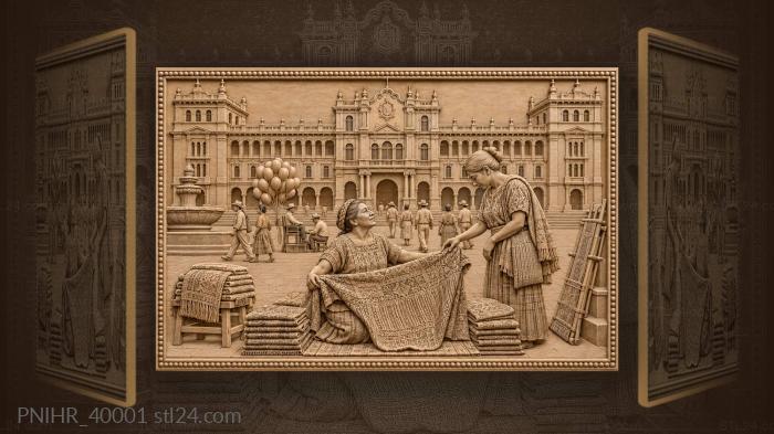 Guatemala palace market scene textiles 3d STL model
