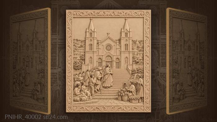 Families follow the pilgrim line uphill 3d STL model