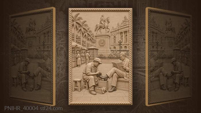 Equestrian monument behind the shoeshine stool 3d STL model