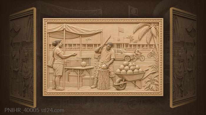 Belmopan street life coconut vendor 3d STL model