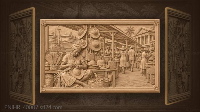 Nassau straw market weaver life 3d STL model
