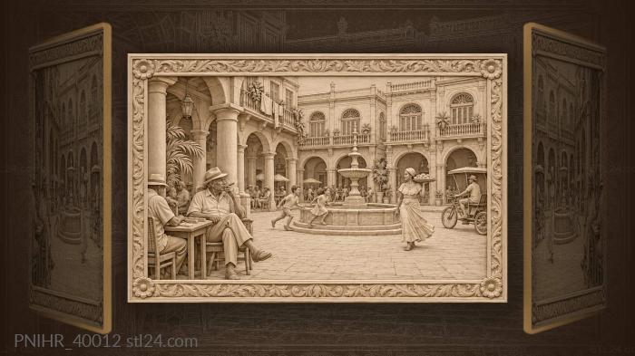 Cigar smoker plays beneath colonial arches 3d STL model