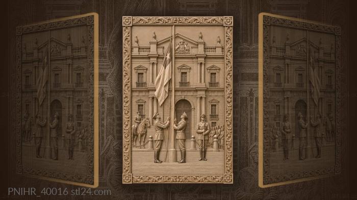 Mounted officer awaits as the flag rises 3d STL model