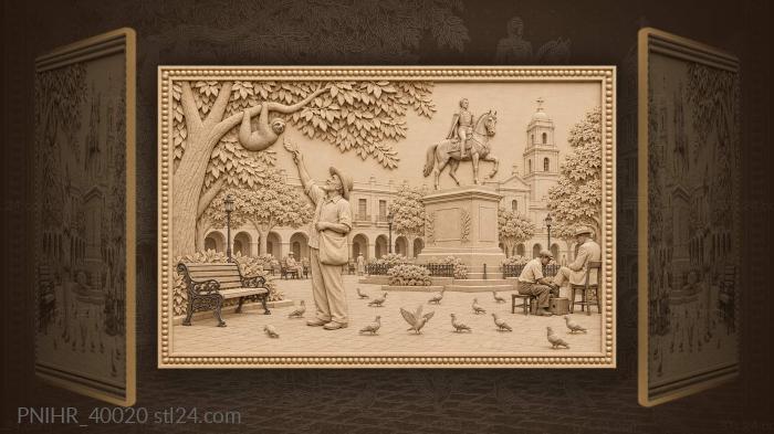 Sloth hanging above the plaza benches 3d STL model