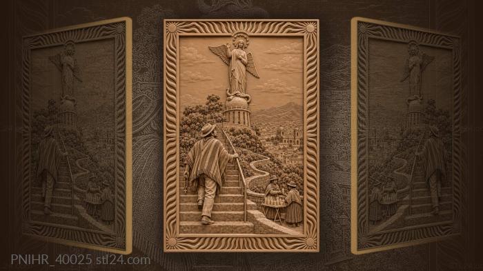 Winged virgin standing above the city 3d STL model
