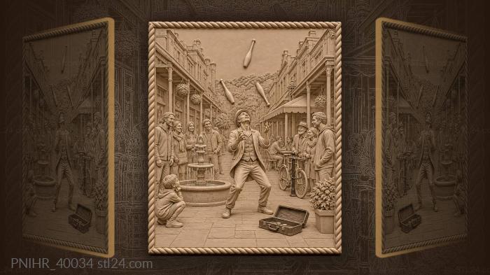 Wellington street performer juggling clubs 3d STL model