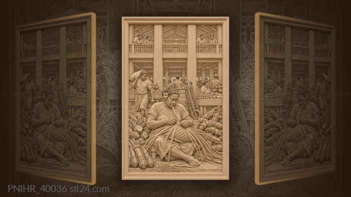 Suva market life coconut weaver 3d STL model