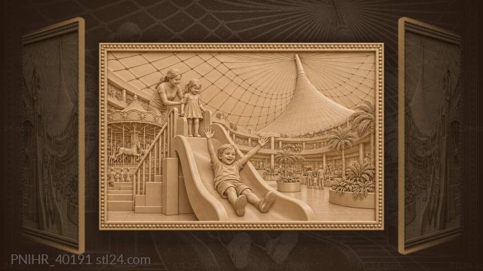 Parent helps girl onto the slide 3d STL model