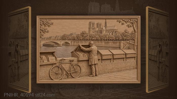 Seine riverside booksellers and notre dame 3d STL model