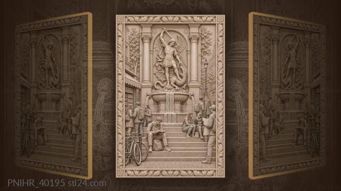 Book upon knee beside busy fountain 3d STL model