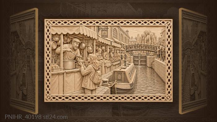 Camden canal market lively scene 3d STL model