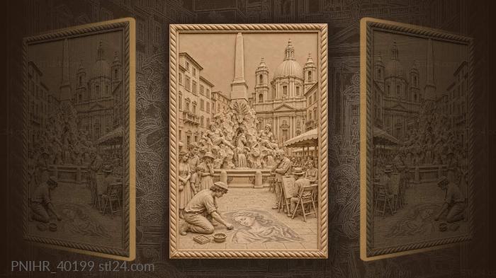 Piazza navona artist street scene 3d STL model
