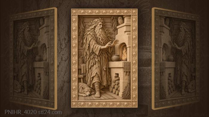 Forest spirit warming hands at stove 3d STL model