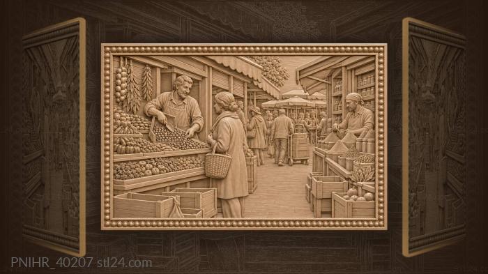 Olive seller fills order for shopper 3d STL model