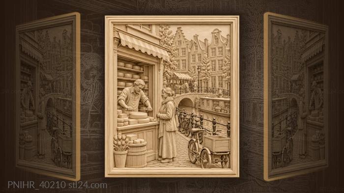 Jordaan canal cheesemonger amsterdam scene 3d STL model