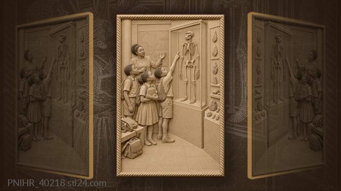 Teacher explains lucy to gathered pupils 3d STL model