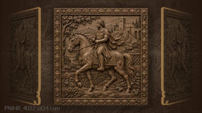Rider holding reins below the tower 3d STL model