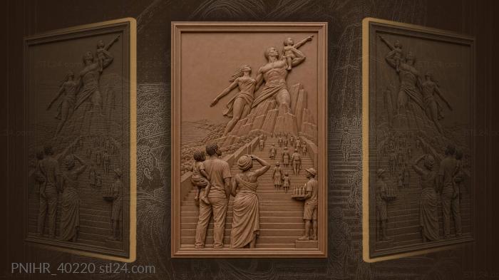 Dakar monument family ascends stairs 3d STL model