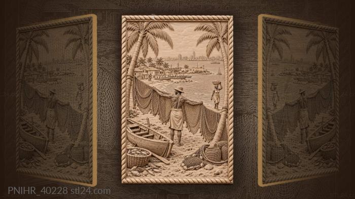 Luanda fisherman with drying net 3d STL model