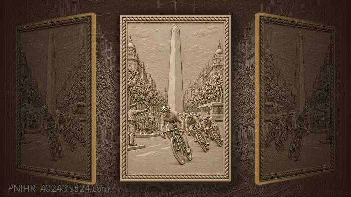 Peloton sweeps past the obelisk 3d STL model