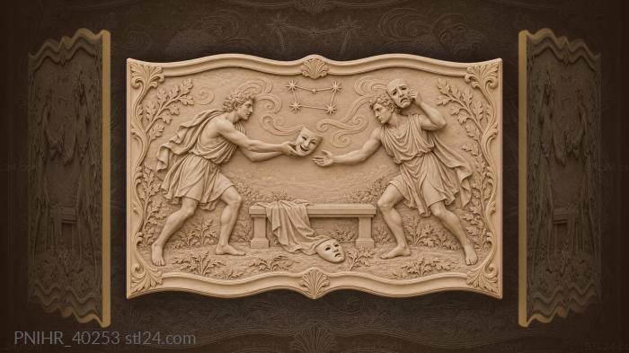 Brothers exchange smiling and frowning masks 3d STL model