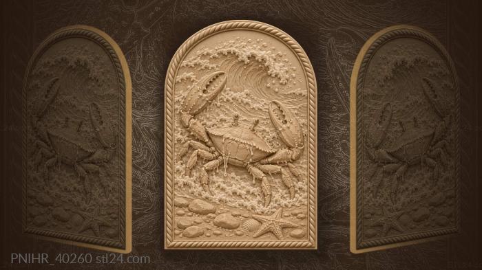 Crab emerging from ocean wave 3d STL model
