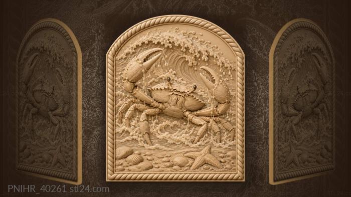 Crab emerges from crashing wave 3d STL model