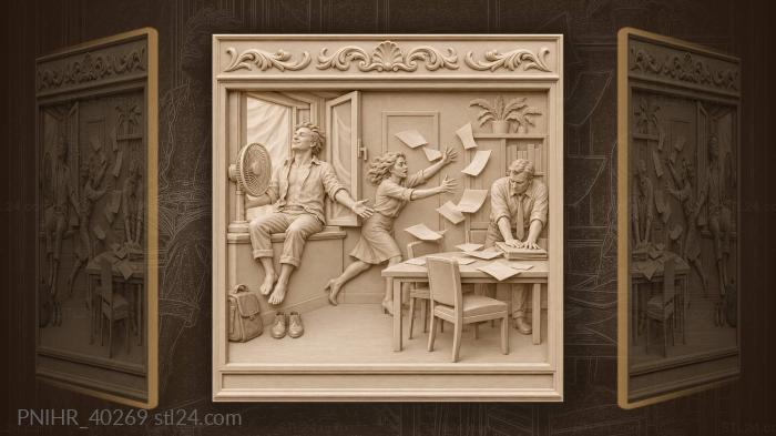 Friday evening unfolds beside the fireplace 3d STL model