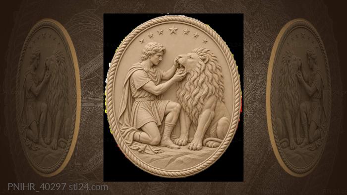 Youth forcing open the lion jaws 3d STL model