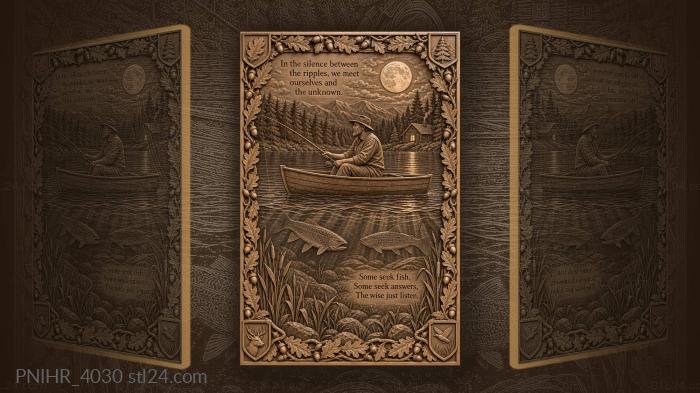 Lit cabin window under the full moon 3d STL model