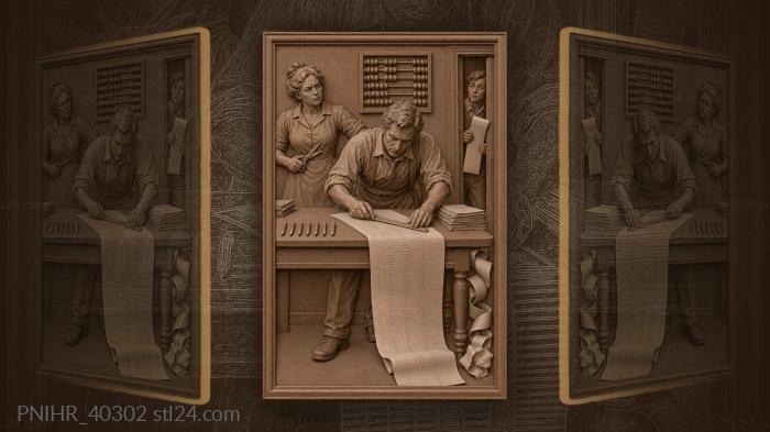 Accountant measures columns on endless report 3d STL model